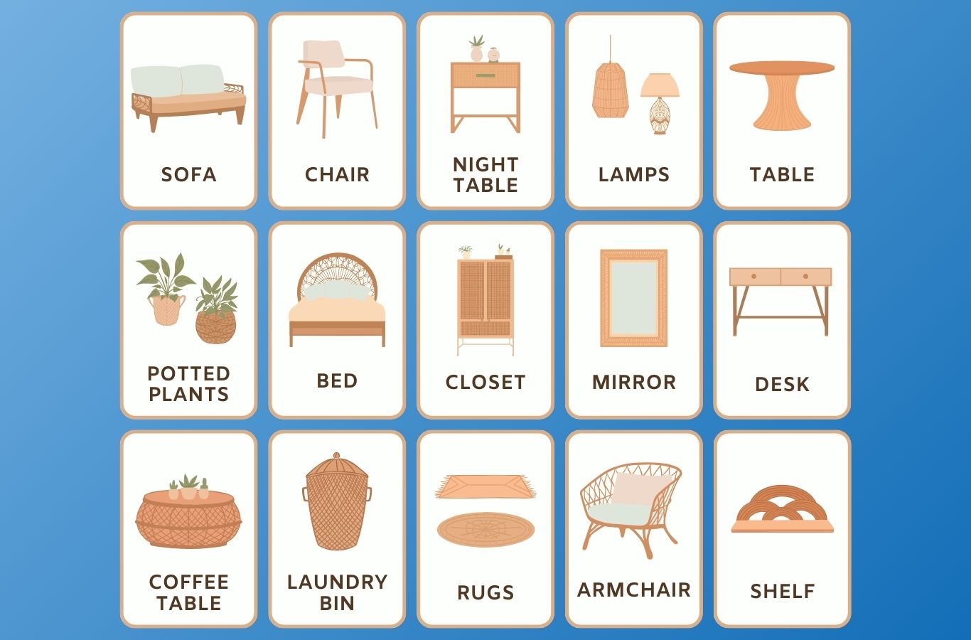 Từ vựng tiếng Anh theo hình ảnh về các vật dụng trong nhà