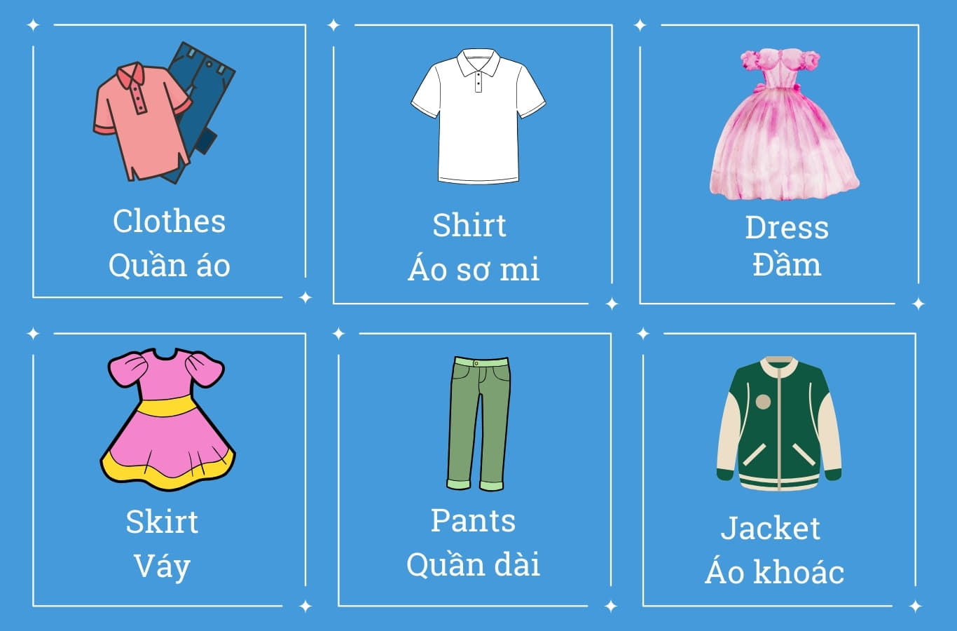 Chủ đề quần áo tiếng Anh cho trẻ mầm non
